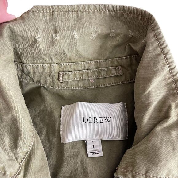 J.Crew Small Boyfriend Fatigue Jacket Army Green Full Zip VTG Utility - Picture 2 of 14